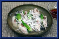 トミメとねり酒蒸し冷製(島唐辛子ポン酢)の画像