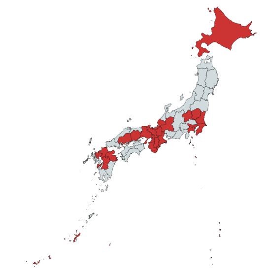 今まで行ったことがある都道府県の画像