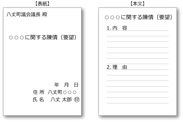 陳情（要望）の記入例